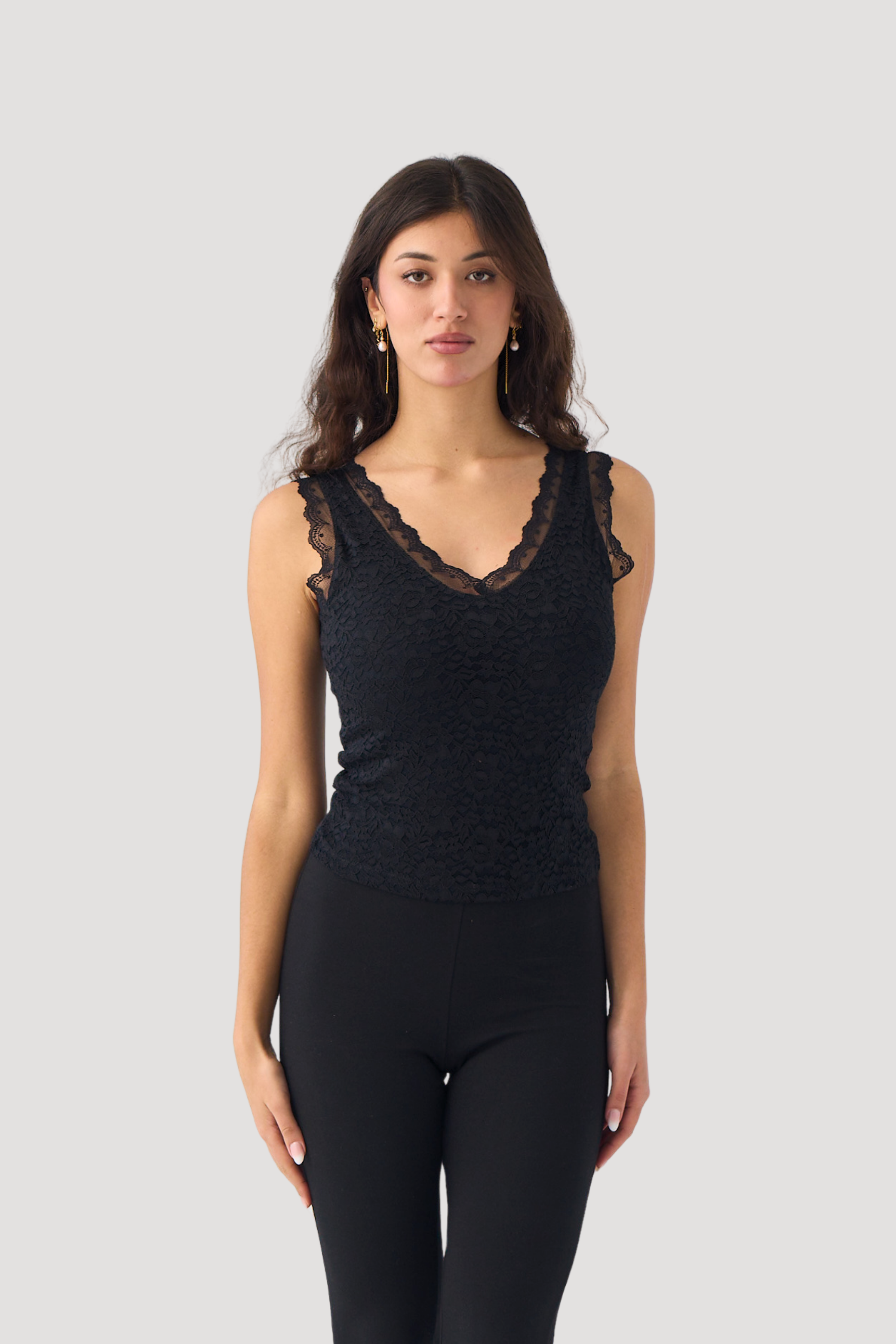 LACE V-NECK TANK TOP